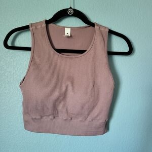 Yogalicious Mauve Ribbed Workout Athleisure Top Bra M